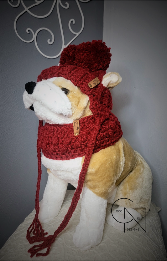 Double Bobble Deep Red Dog Set