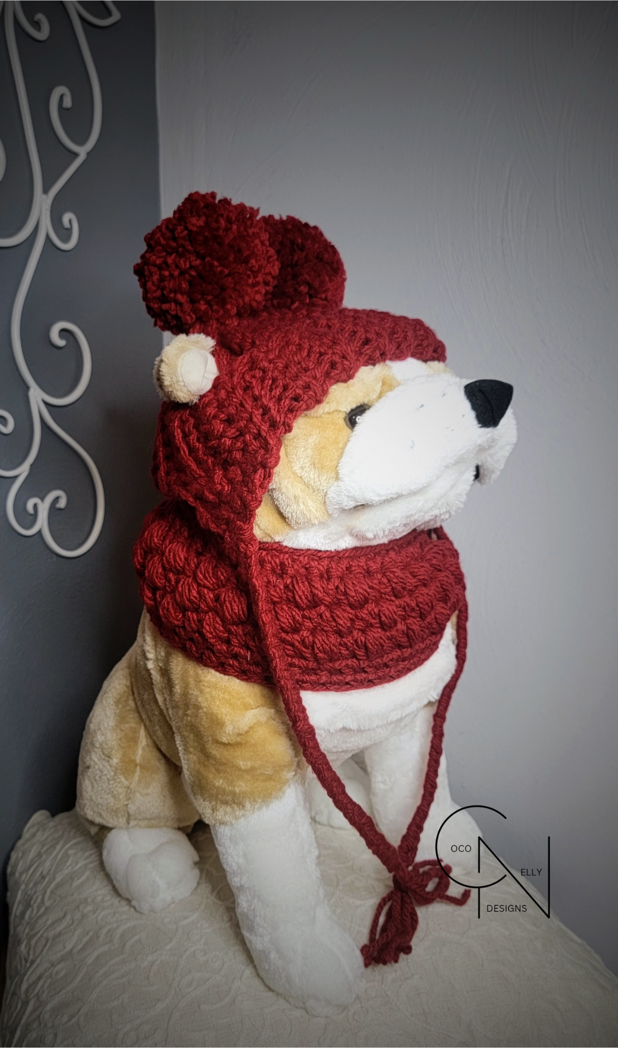 Double Bobble Deep Red Dog Set